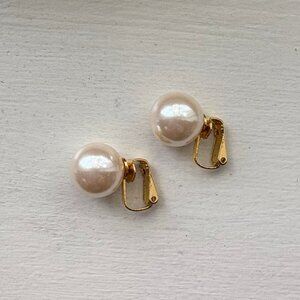 Large Faux Pearl Clip-On Earrings